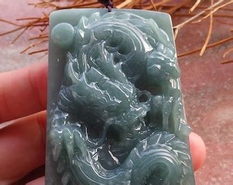 Certified Hand Carved Natural Myanmar Burma A Jade Jadeite Dragon Bead