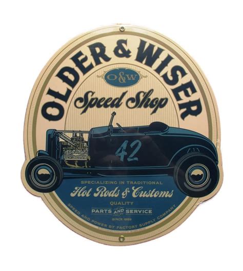 Plaque Tole Paisse Older Wiser Speed Shop X Cm Hot Rod Cabriolet Usa