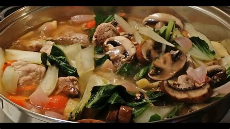 Pork Mushrooms Bok Choy Soup Recipe Youtube