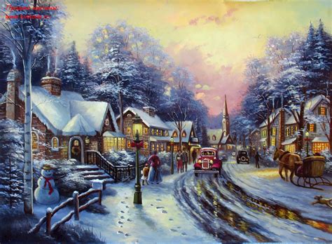 Christmas Village Paintings On Canvas