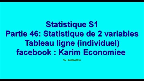 Statistique Partie 46 Statistique De 2 Variables Tableau Ligne Ou