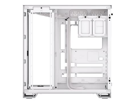 Corsair 6500x Mid Tower Dual Chamber Pc Case White Unobstructed View With Wraparound Front