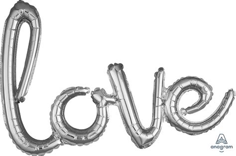 31 Airfill Only Script Phrase Love Silver Foil Balloon Bargain