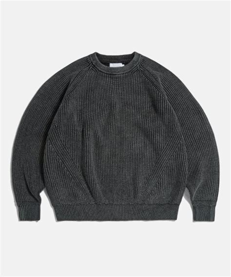 Musinsa Espionage Pigment Dyed Raglan Knit Sweater Black