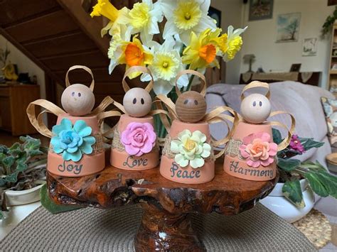 Garden Angels Etsy Flower Pot Crafts Handmade Flower Pots Terra Cotta Pot Crafts Diy