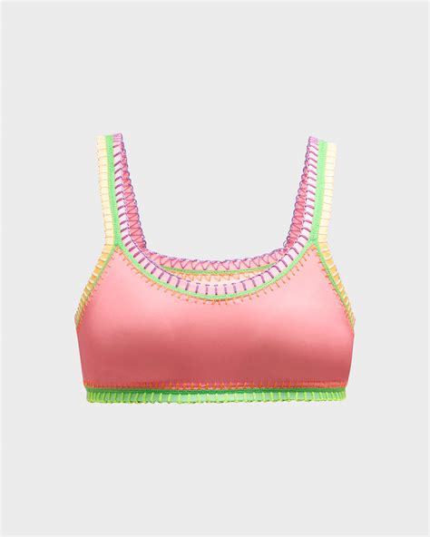 Platinum Inspired By Solange Ferrarini Crochet Trim Bralette Bikini Top In Bubblegum ModeSens