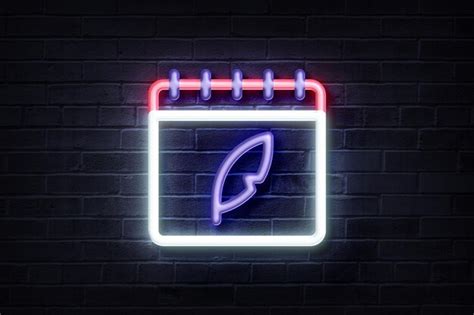 Premium Photo Neon Calendar Neon Sign Glowing Logo Glow