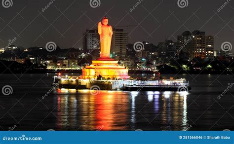 Buddha Statue in Hussain Sagar Lake Stock Photo - Image of reflection ...