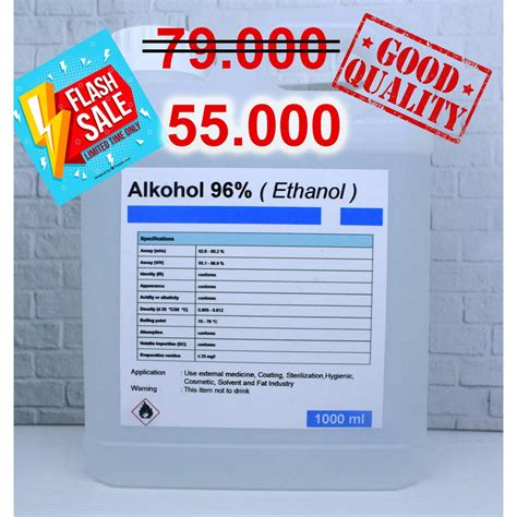 Jual Alkohol 96 Teknis Ethanol Antiseptik 1 Liter Shopee Indonesia