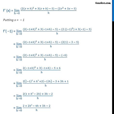 Example 6 Find Derivative Of F X 2x2 3x 5 At X 1