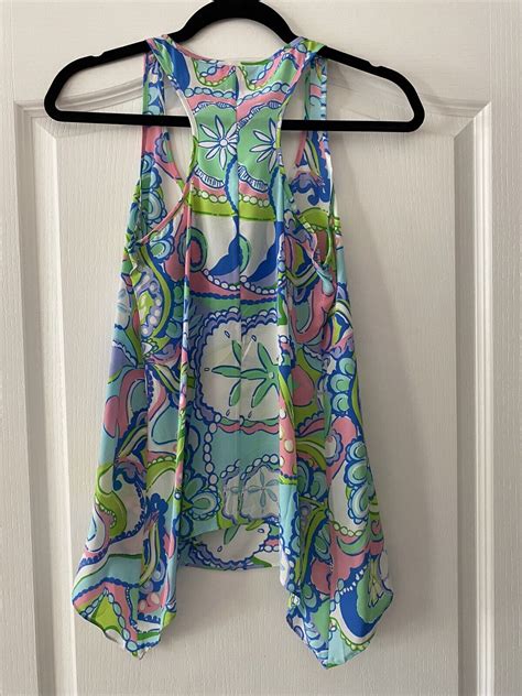 Lilly Pulitzer Sarina Conch Republic Silk Tank Top SZ Gem