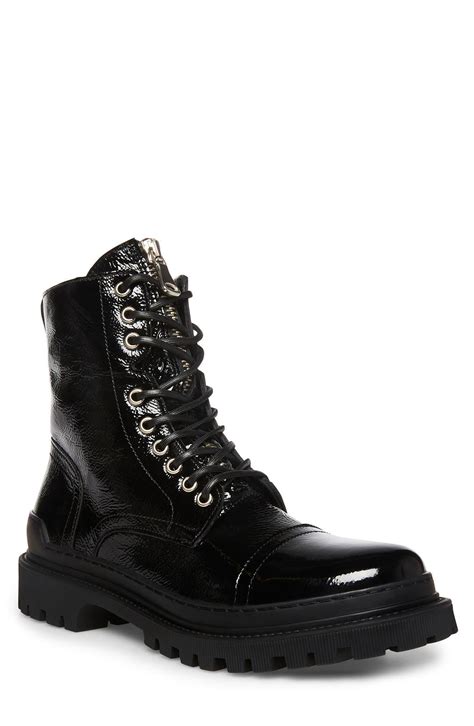 Steve Madden Guard Patent Leather Combat Boot In Black For Men Lyst