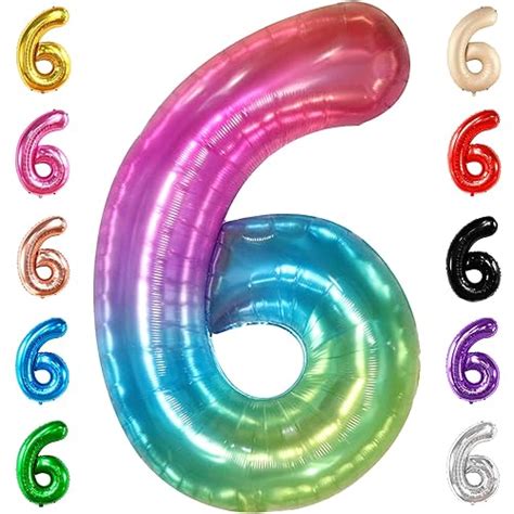 KatchOn, Giant Rainbow Number 6 Balloon - 40 Inch | 6 Balloons for ...