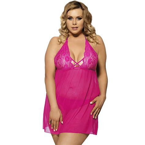 Xxxl Plus Size Sexy Women Sleepwear Red Sleeping Dress Polyester