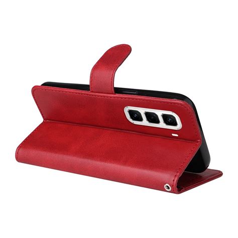 For Infinix Hot Pro G Classic Calf Texture Flip Leather Phone Case Red Alexnld