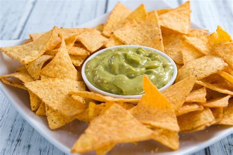 Premium Photo | Nachos with guacamole