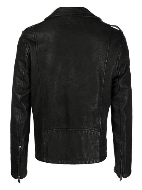 Salvatore Santoro Notch Collar Leather Biker Jacket Black Farfetch