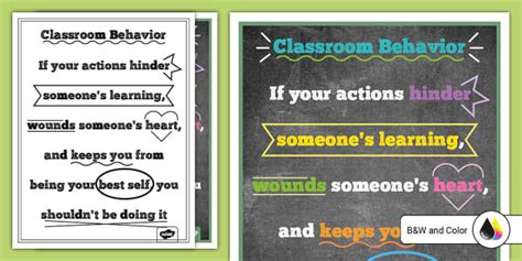 Classroom Behavior Poster For 6th 8th Grade Teacher Made