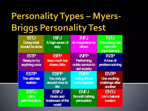 Printable Myers Briggs Personality Assessment