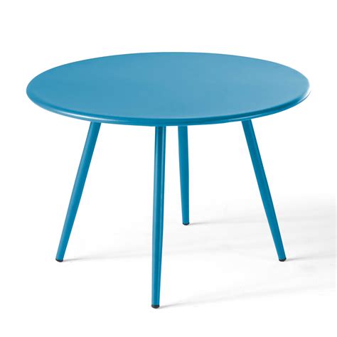 Table basse ronde en métal bleu pacific Palavas Oviala Leroy Merlin