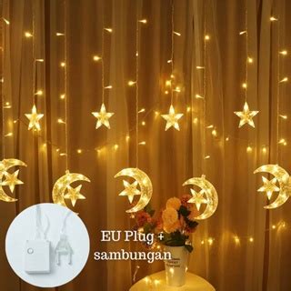 Jual Lampu Tirai Bulan Bintang Led Curtain Light M Lampu Led Lebaran