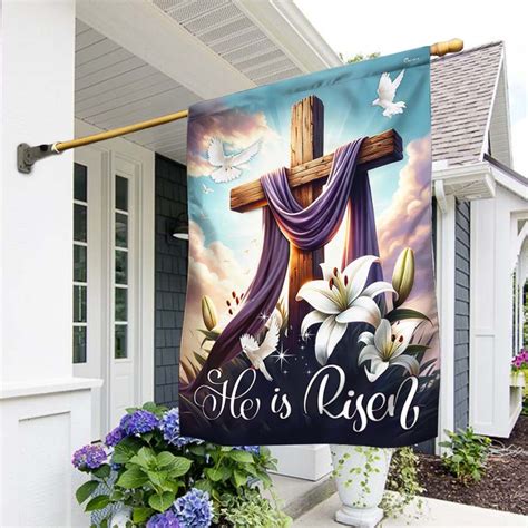 He Is Risen The Resurrection Of Jesus Easter Christian Cross Flag