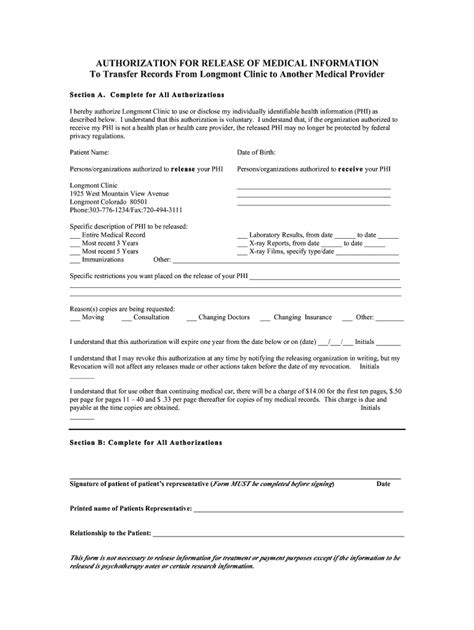 Medical Records Release Iipdf Longmont Clinic Form Fill Out And Sign Printable Pdf Template