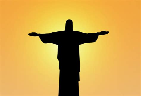 Silhouette Of A Statue To Jesus Christ In Rio De Janeiro Digital Art By