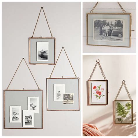 Hanging Glass Frame With Gold Chains Costplus World Markethome Goods