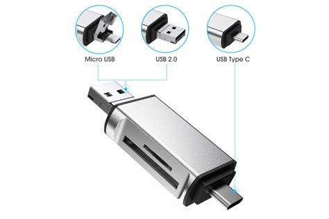 Переходник Card Reader SD/MicroSD флешка на USB Type-C и USB 2.0 ...