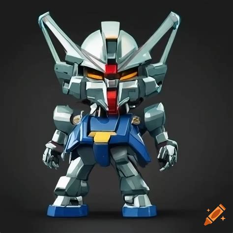 Chibi Gundam Robot In Metallic Armor On Craiyon