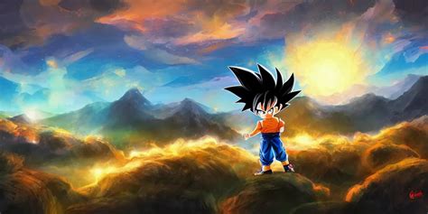 Son Goku Mountain Landscape Night Sky Digital Art Stable Diffusion