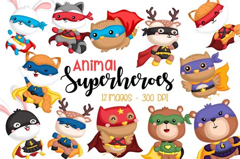 Animal Superheroes Clipart Creative Market