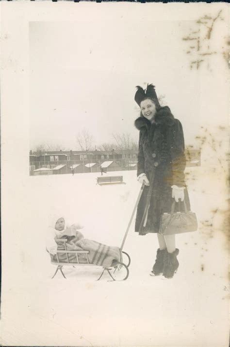 My Grandmother Taking My Father Out For A Ride In The Snow Late 1945