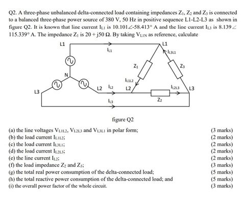 Solved Q2 A Three Phase Unbalanced Delta Connected Load