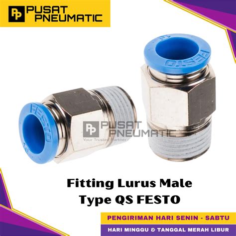 Jual QS 3 8 12 One Touch Fitting Lurus Male Slip Lock Socket Push In