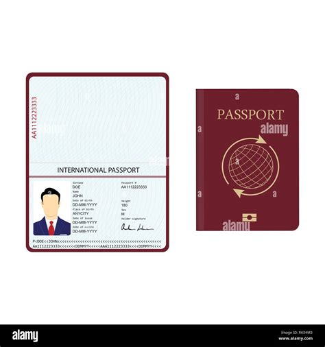 Vector Illustration Passport With Biometric Data Identification