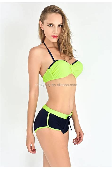 Crazybuy Women S Two Piece Sport Style Bikini Bra Top And Shorts Set Swimsuit Buy Sexy Woman
