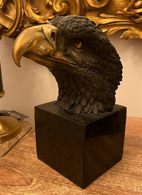 Casa Padrino Luxus Bronze Deko Skulptur Adlerkopf Schwarz Gold X