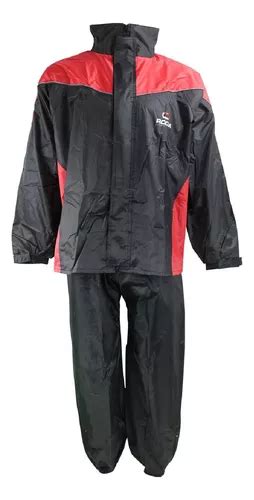 Impermeable Piezas Negro Rojo Set