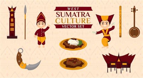 Premium Vector | West sumatra culture vector set