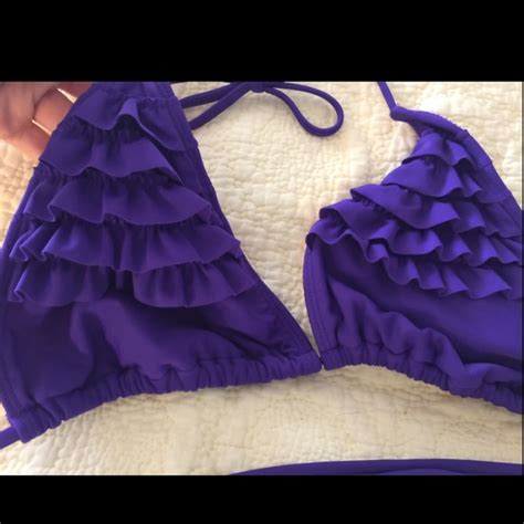 Abs Allen Schwartz Swim Coachella Style Purple Ruffle String Bikini