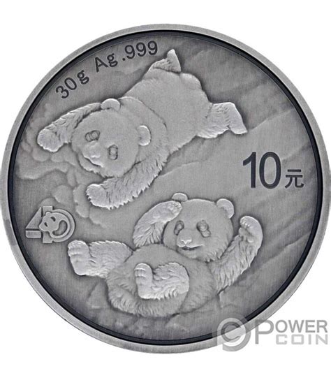 China Panda Antiqued Moneda Plata Yuan China