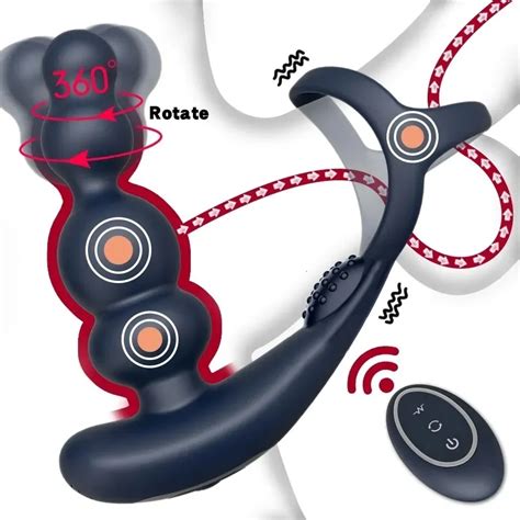 Briefs Panties Remote Control Male Prostate Massager Vibrator 360°rotate Toy Ring Plugs