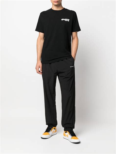 Off White Logo Print Track Pants Farfetch