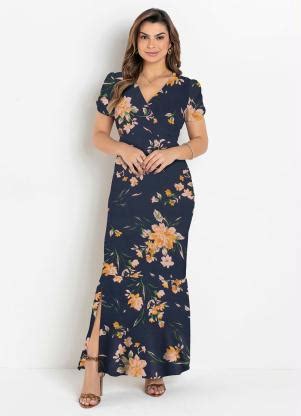 Vestido Longo Floral Marinho Moda Evang Lica Soulojista