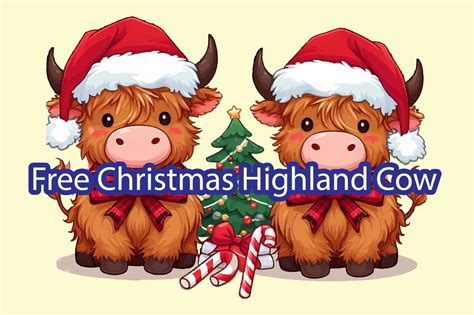 Free Christmas Highland Cow Clipart Graphic By Crafted Wonders