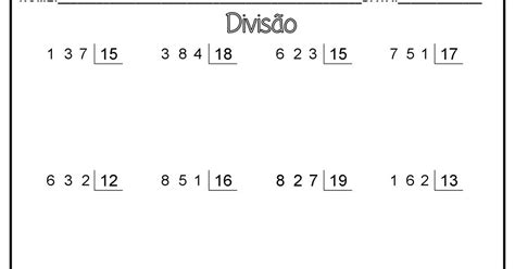 Pedagogas Da Paz Atividades Divisão Com Dois Algarismos 5º Ano Folha