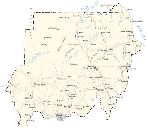 Sudan Map - Cities and Roads - GIS Geography