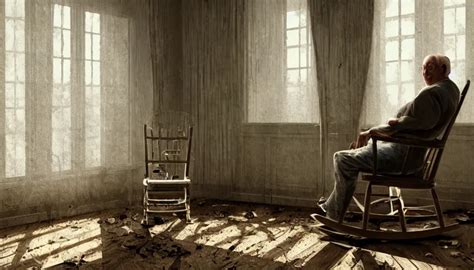 Old Man Sitting On A Rocking Chair In An Old S Stable Diffusion